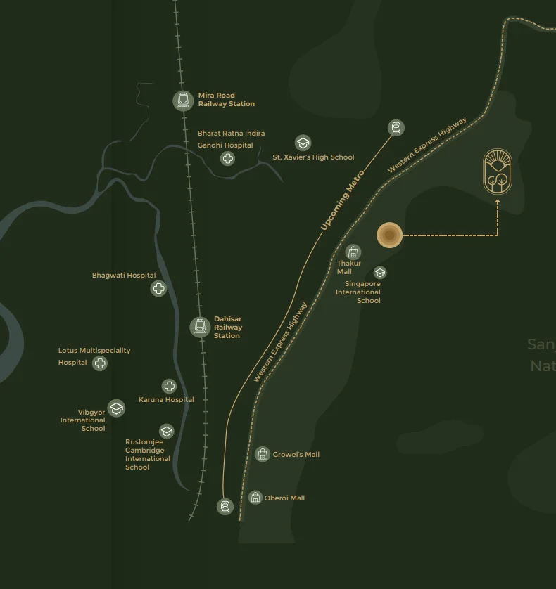 MICL Aaradhya Parkwood Strategic Location Map at Dahisar East Check Naka